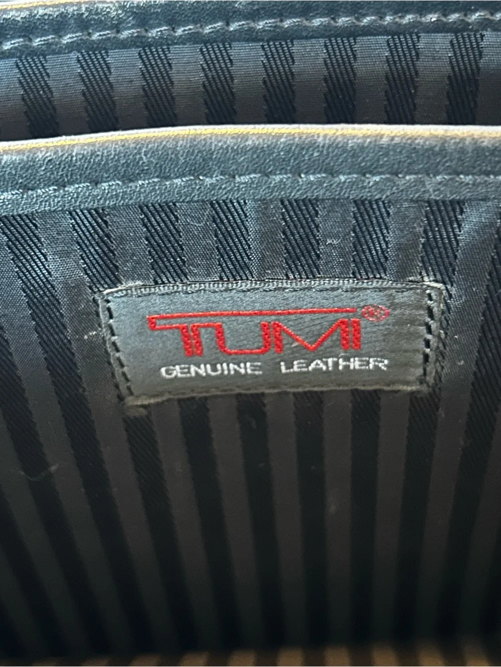 Vintage TUMI Black Leather Expandable Laptop Briefcase Organizer Luggage Tag